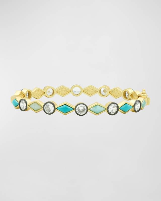 Blue Stone and Cubic Zirconia Bangle